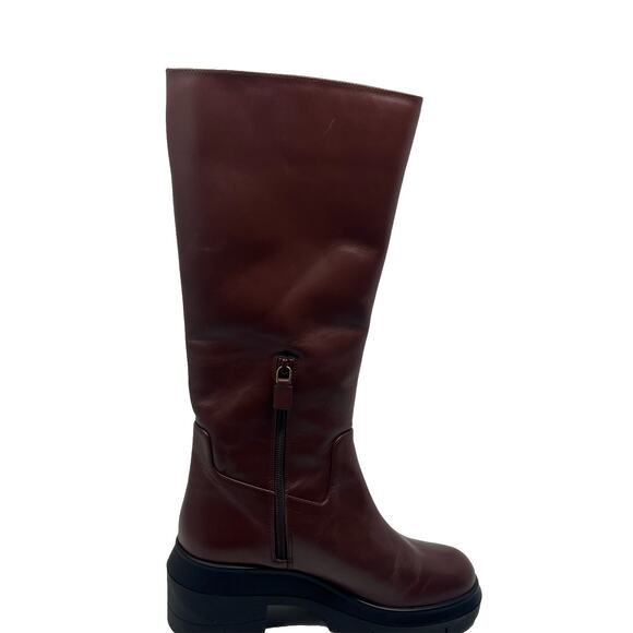 Stuart Weitzman Women's Nora Block Heel Boots 37 6.5 mahogany brown - Picture 6 of 9